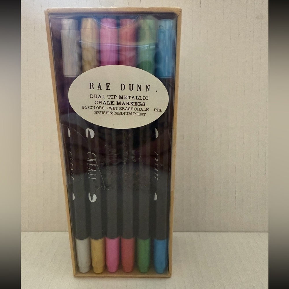 Rae Dunn NEW Dual Tip Metallic Chalk Markers 24colors wet erase chalk ink